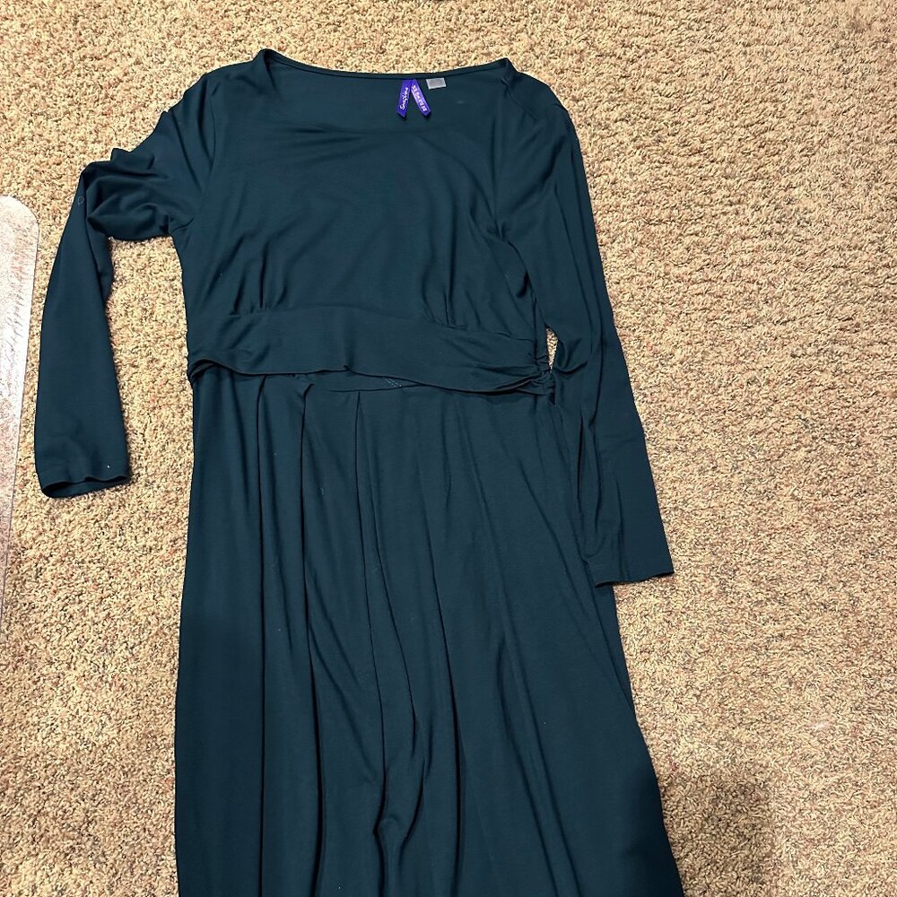 Seraphine Maternity & Nursing Long Sleeve Dress - Blue/Green Teal - Size 8 EUC